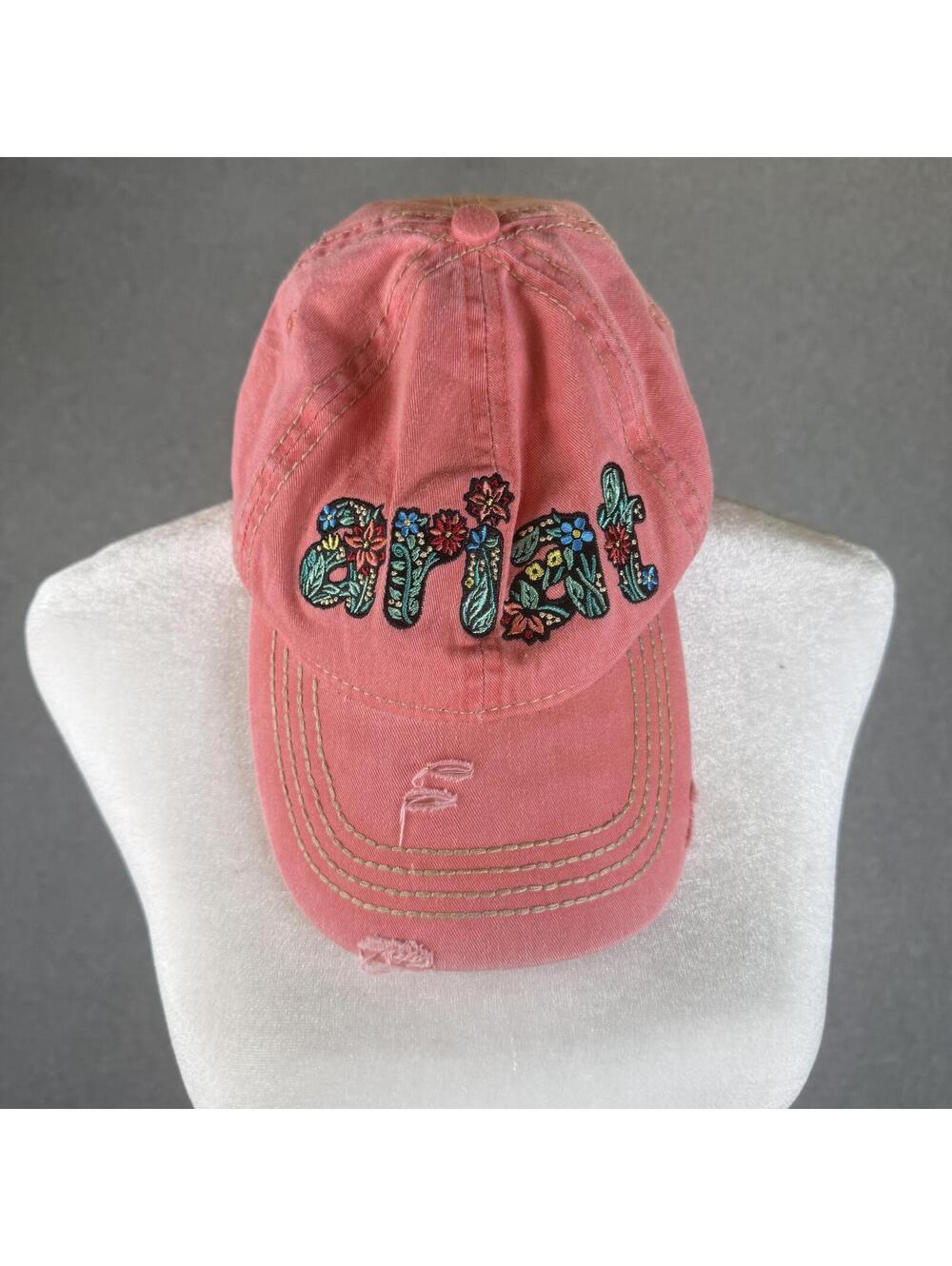 Ariat Women's Pink Floral LOGO One Size Adjustable Baseball Cap Hat